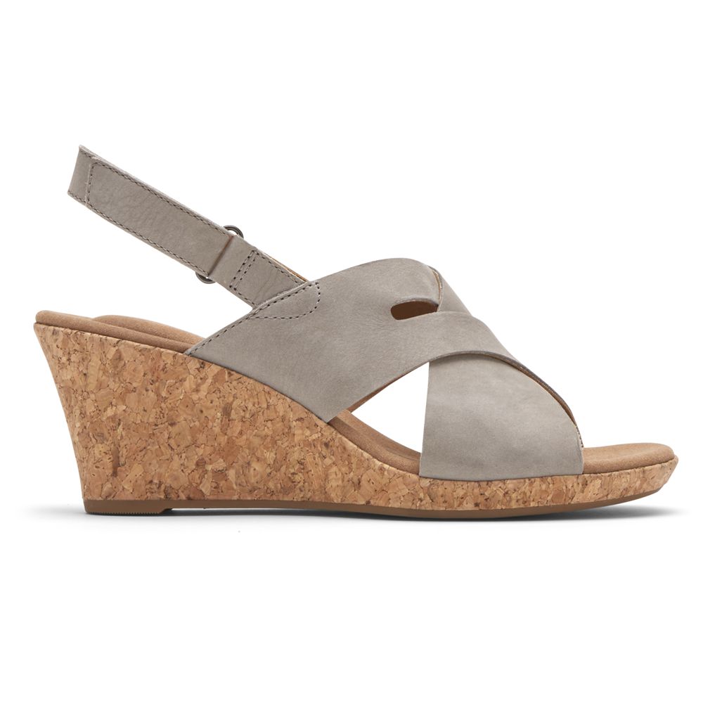 Sandalias Cunha Rockport Briah Slot Slingback Senhora - Cinzentas ( 897-GSNZMT )